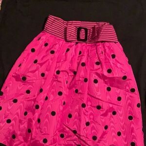 Judith Michaels Womens Skirt Size 9 Pink & Black Polk Dots Fancy  Taffeta Party
